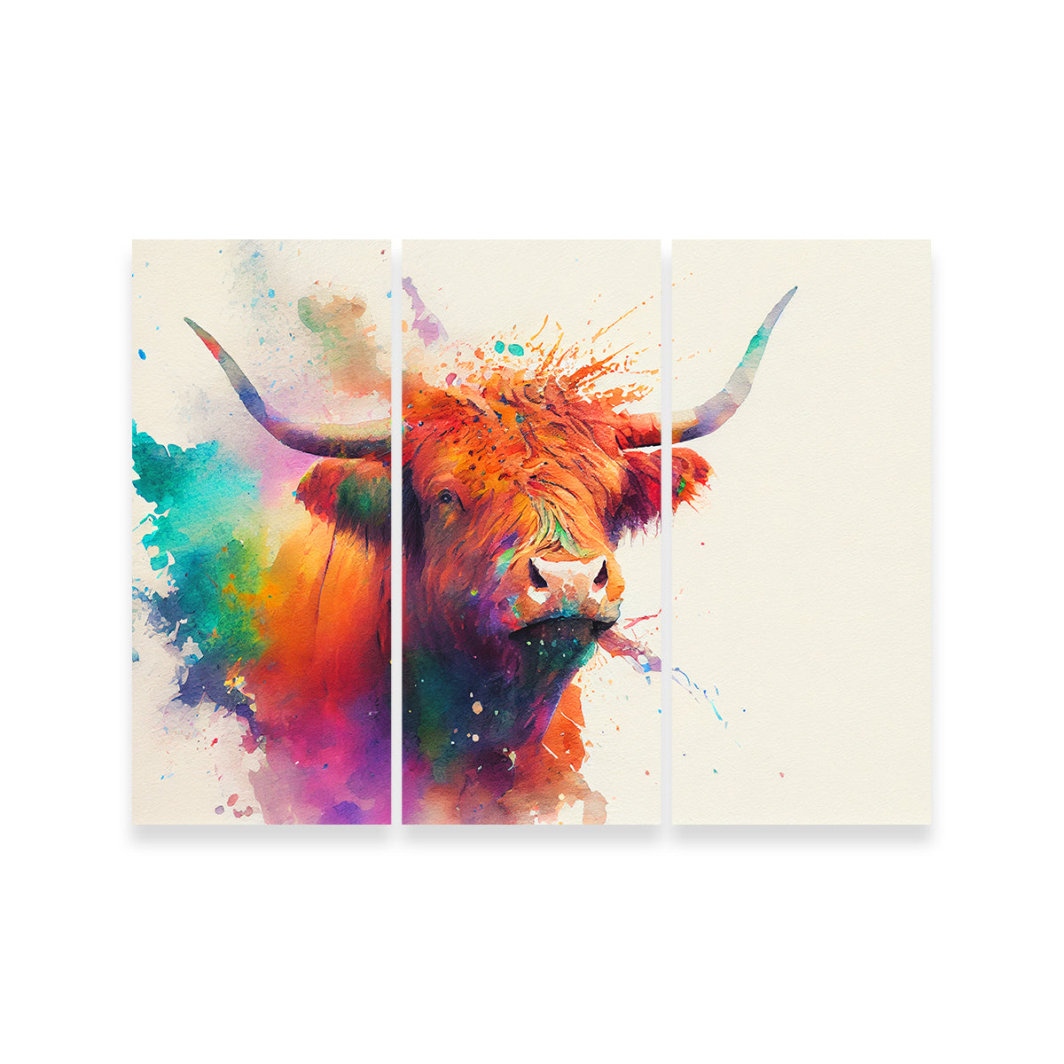 Colorful Highland Cow Wall Art