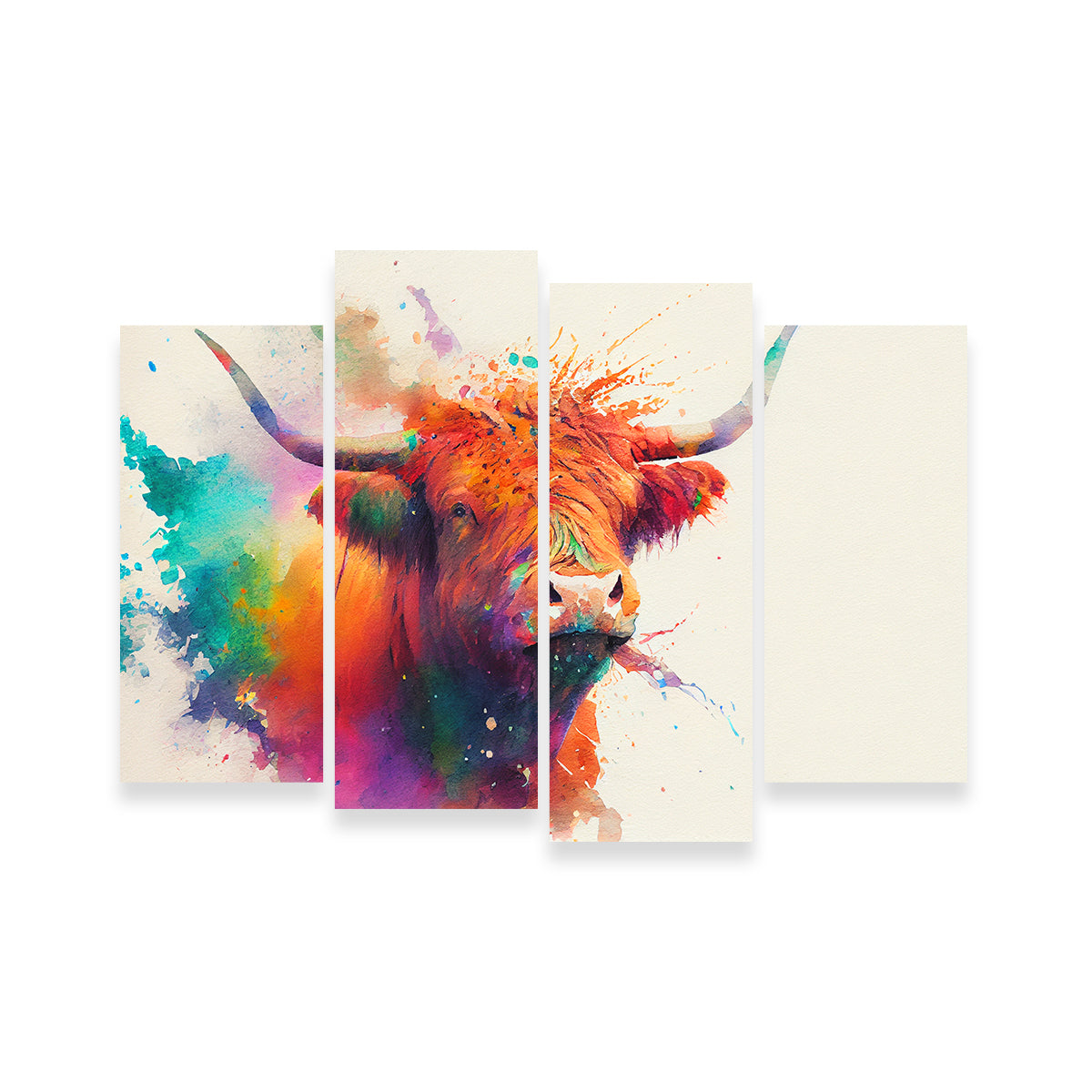 Colorful Highland Cow Wall Art