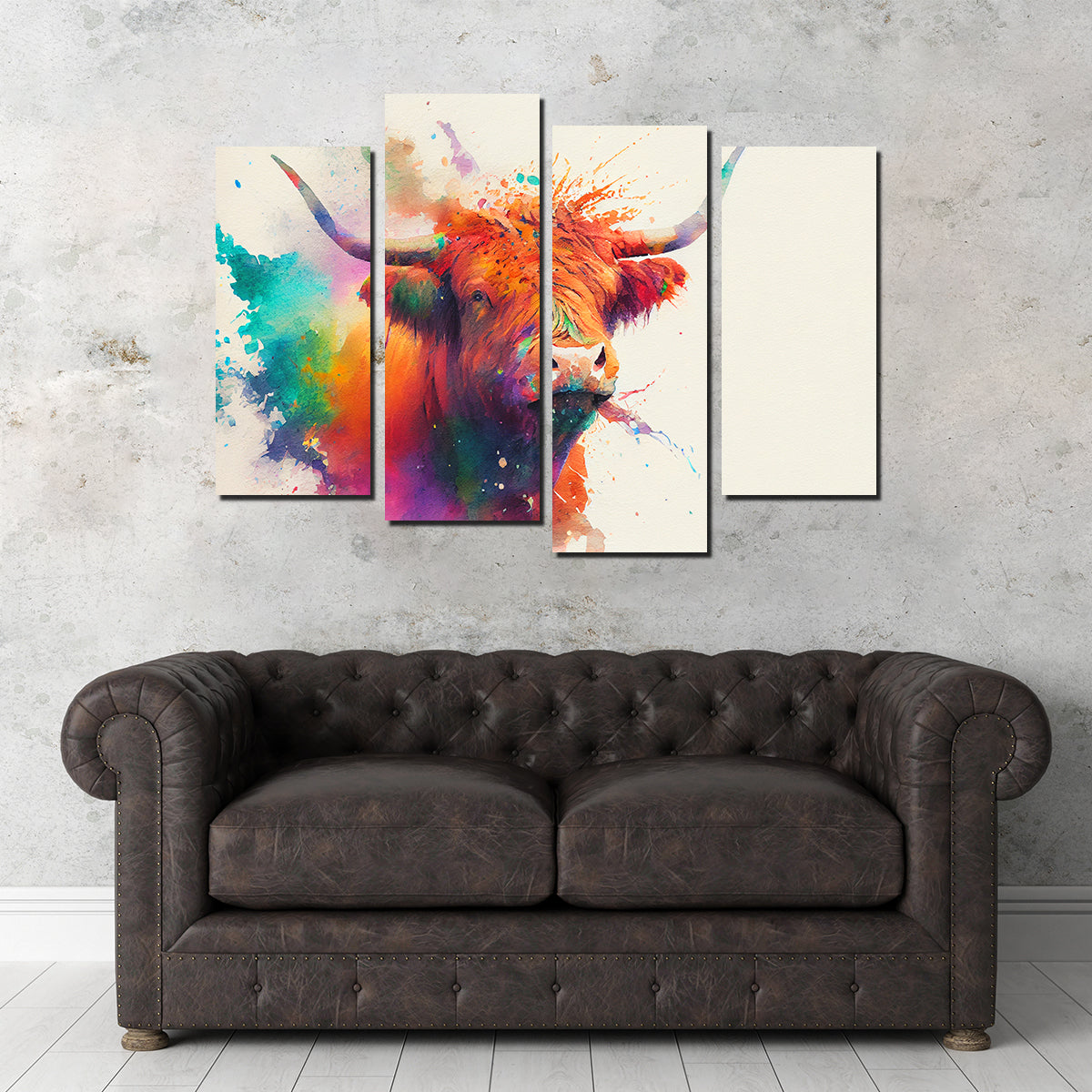 Colorful Highland Cow Wall Art