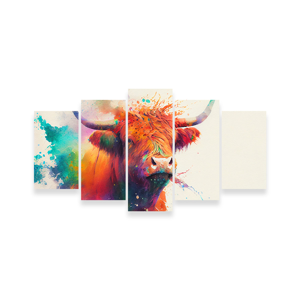 Colorful Highland Cow Wall Art