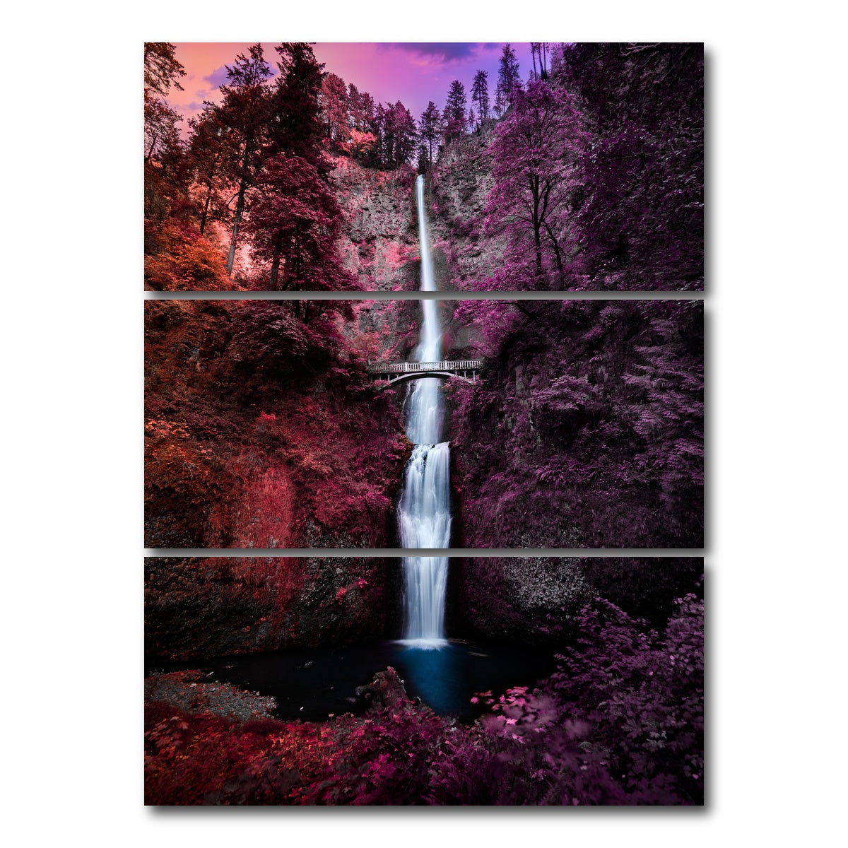 AUTO-MOCKUP WHITE | Colorful Falls | 3 Piece | Gallery Wrap Canvas | group=8x18_stacked