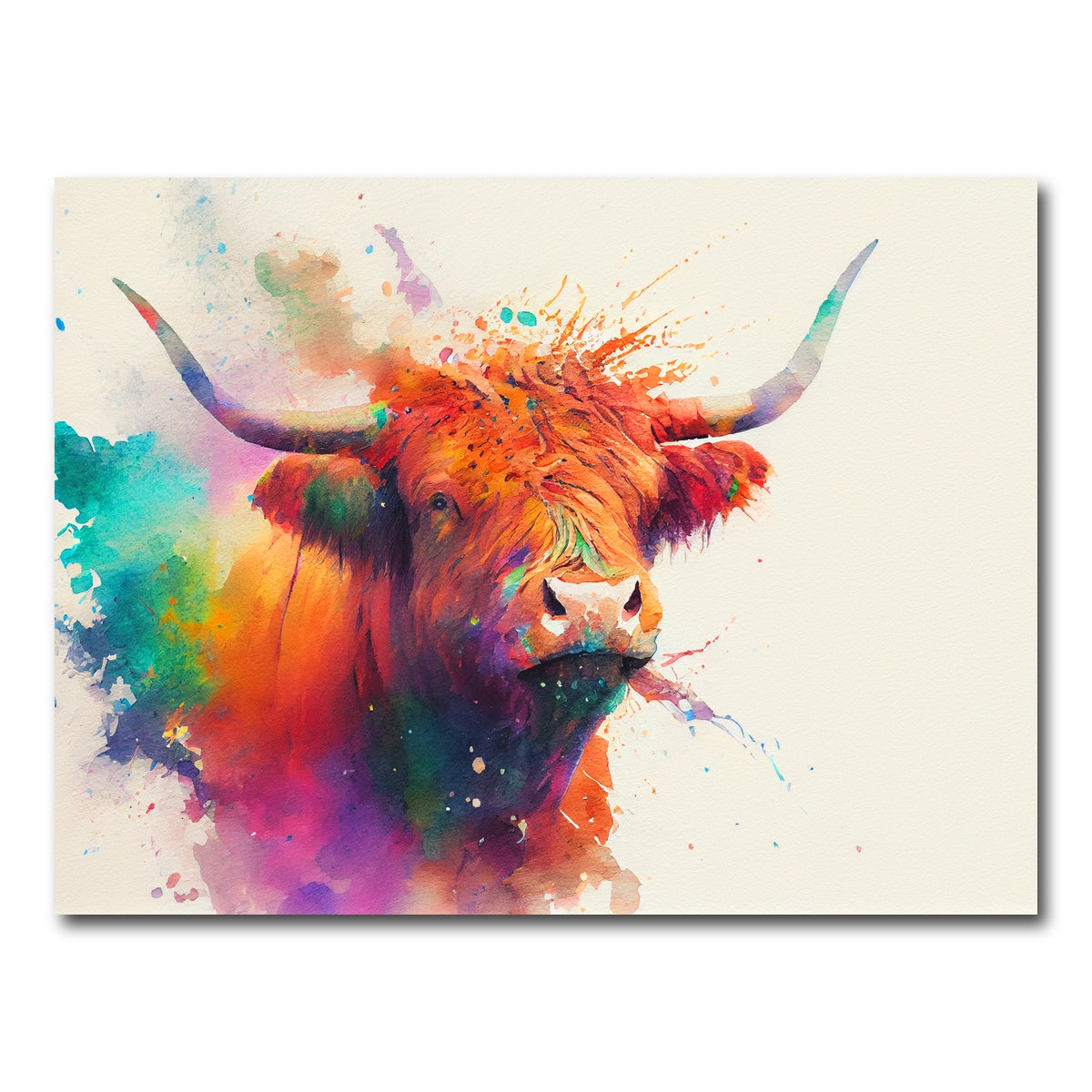 AUTO-MOCKUP WHITE | Colorful Highland Cow | 1 Piece | Gallery Wrap Canvas | group=4x3