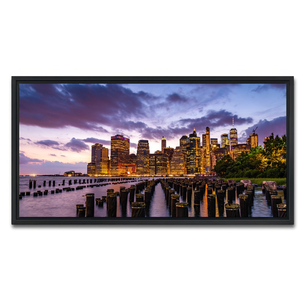 AUTO-MOCKUP WHITE | Colorful New York Skyline | 1 Piece | Black Framed Canvas | group=2x1