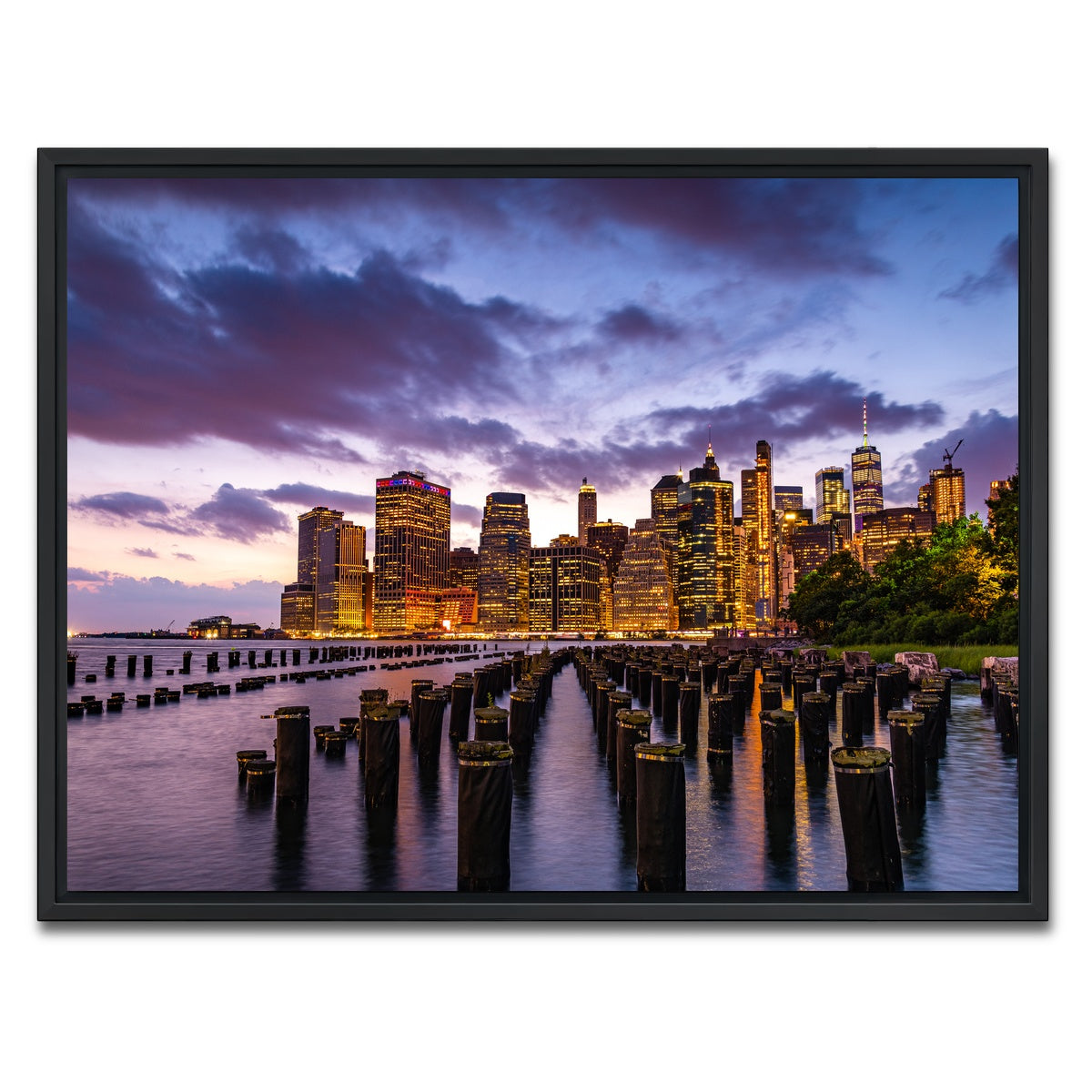 AUTO-MOCKUP WHITE | Colorful New York Skyline | 1 Piece | Black Framed Canvas | group=4x3