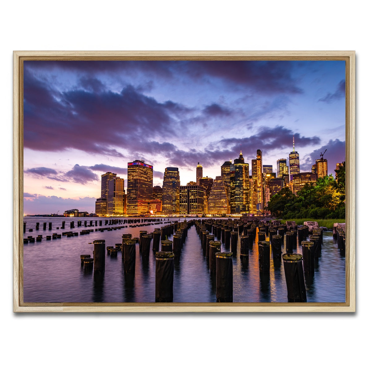 AUTO-MOCKUP WHITE | Colorful New York Skyline | 1 Piece | Natural Framed Canvas | group=4x3