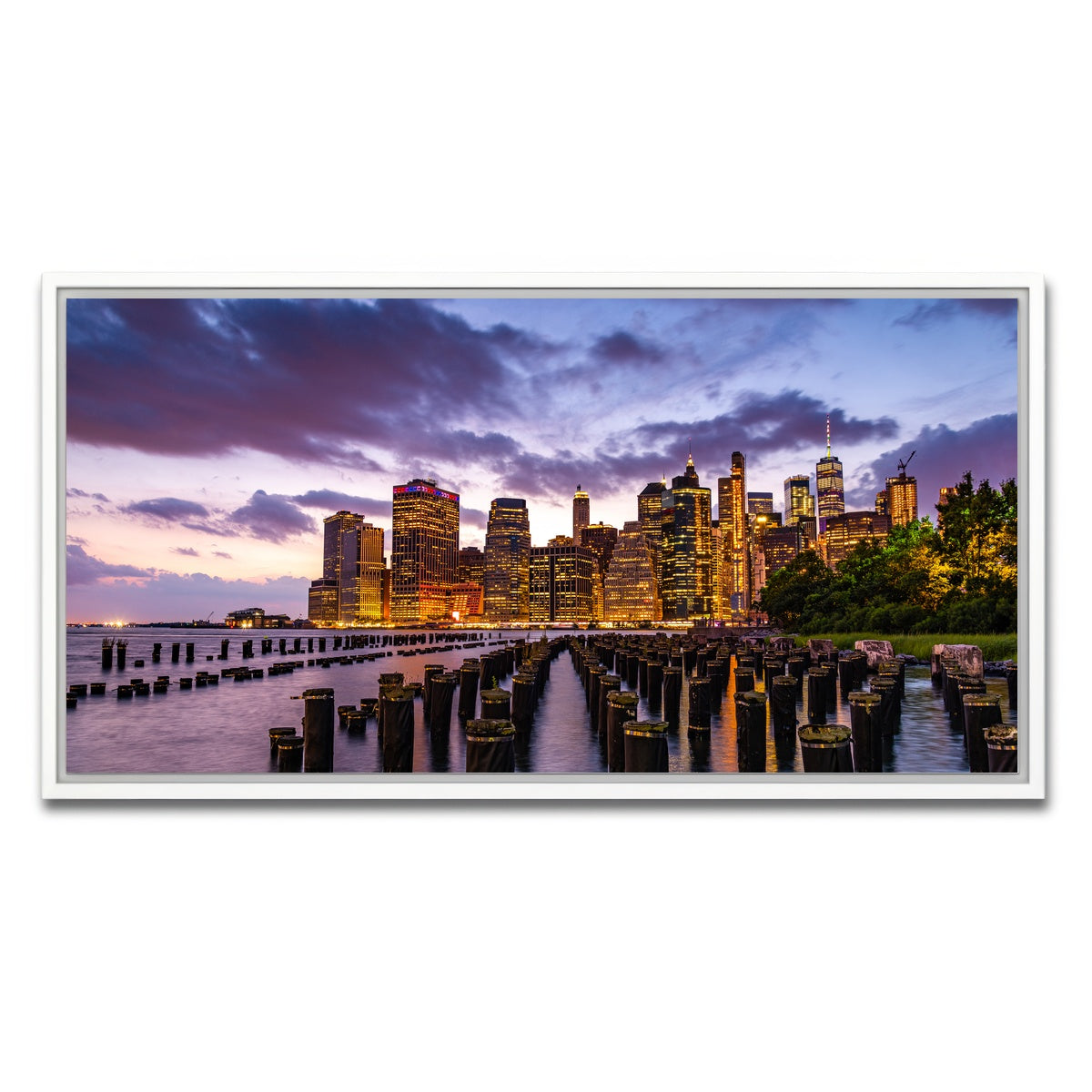 AUTO-MOCKUP WHITE | Colorful New York Skyline | 1 Piece | White Framed Canvas | group=2x1