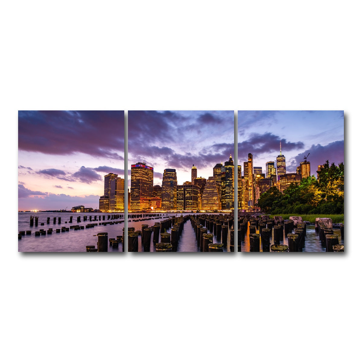 AUTO-MOCKUP WHITE | Colorful New York Skyline | 3 Piece | Gallery Wrap Canvas | group=18x24