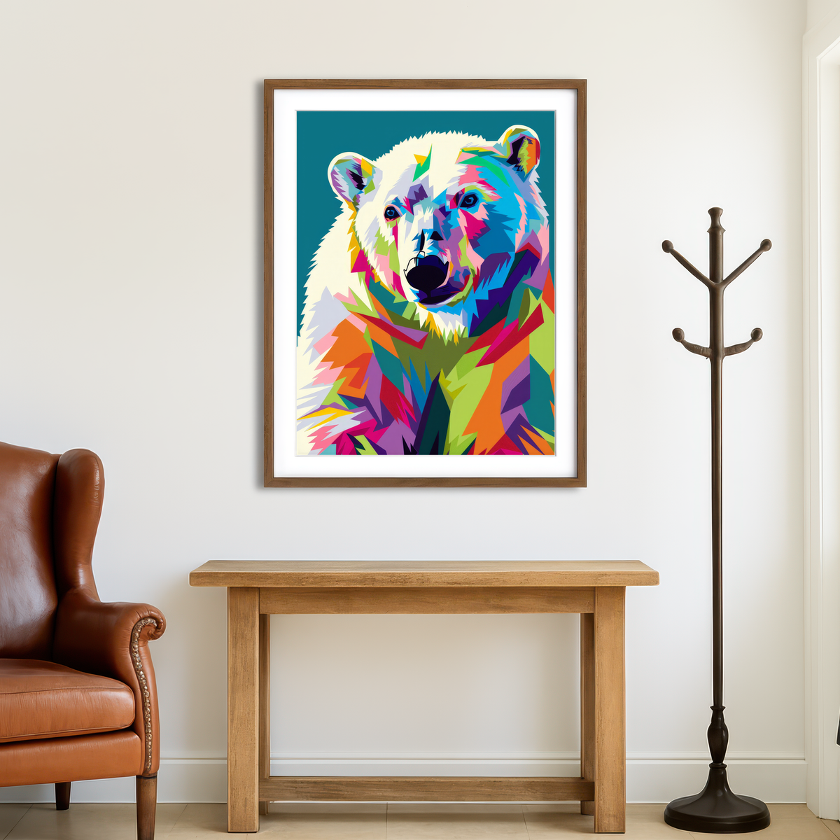 AUTO-MOCKUP ROOM | Colorful Polar Bear Wall Art