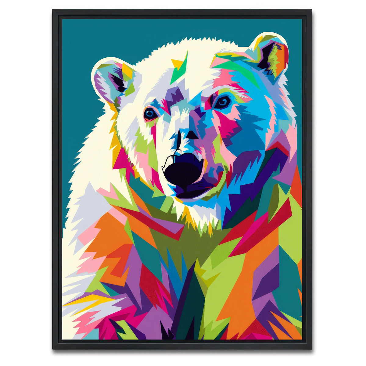 AUTO-MOCKUP WHITE | Colorful Polar Bear | 1 Piece | Black Framed Canvas | group=3x4