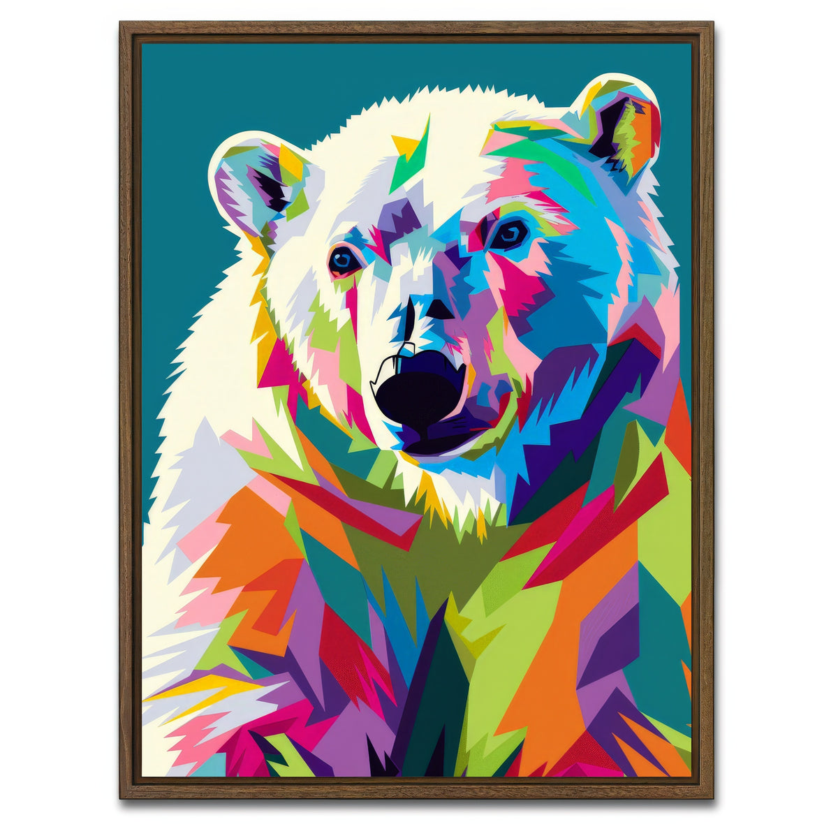 AUTO-MOCKUP WHITE | Colorful Polar Bear | 1 Piece | Walnut Framed Canvas | group=3x4