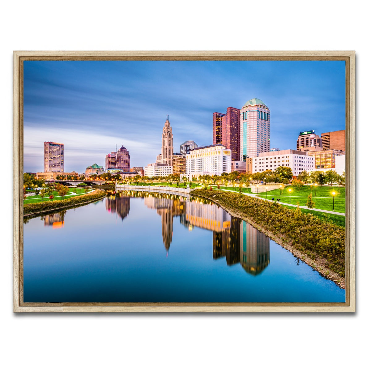 AUTO-MOCKUP WHITE | Columbus Ohio Skyline | 1 Piece | Natural Framed Canvas | group=4x3