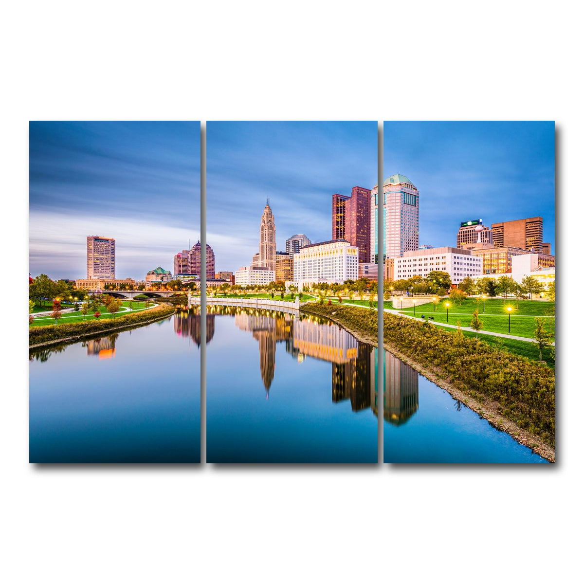 AUTO-MOCKUP WHITE | Columbus Ohio Skyline | 3 Piece | Gallery Wrap Canvas | group=12x24