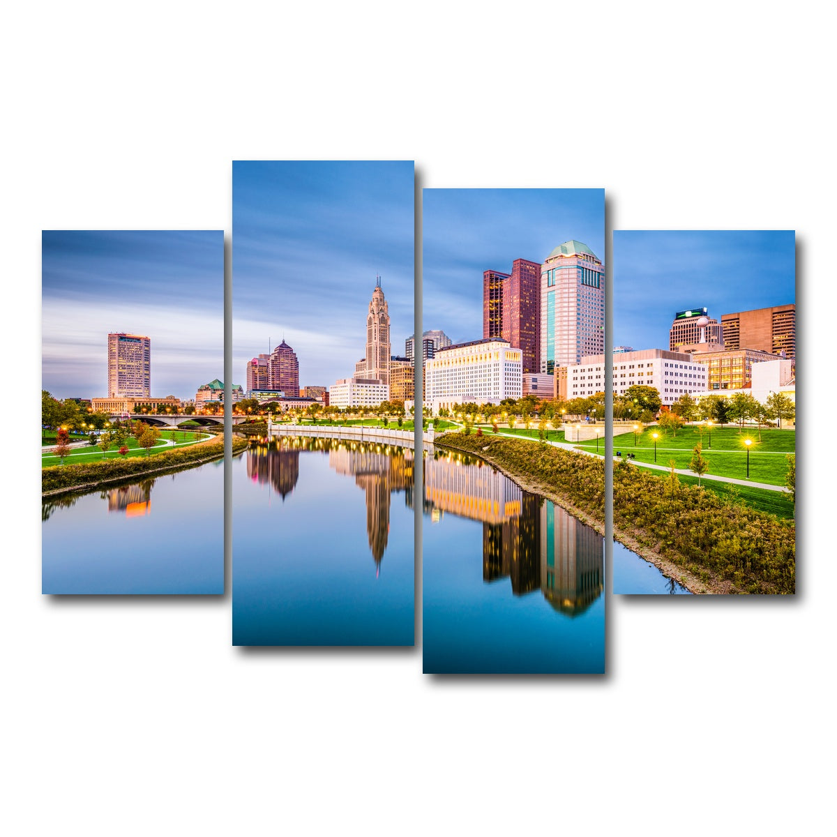 AUTO-MOCKUP WHITE | Columbus Ohio Skyline | 4 Piece | Gallery Wrap Canvas | group=4_short