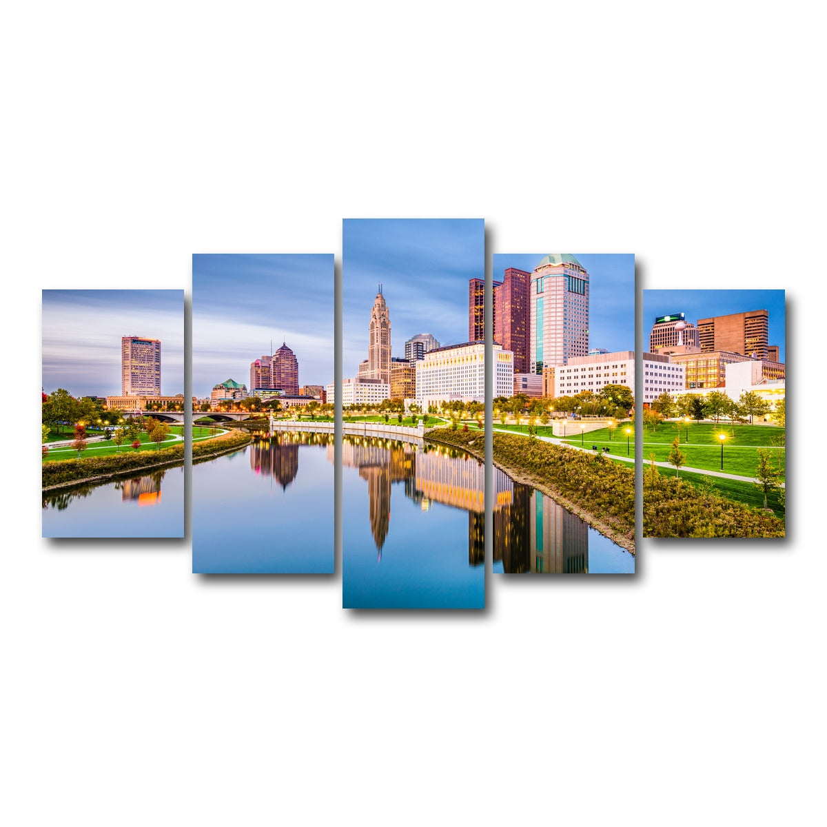 AUTO-MOCKUP WHITE | Columbus Ohio Skyline | 5 Piece | Gallery Wrap Canvas | group=5_normal