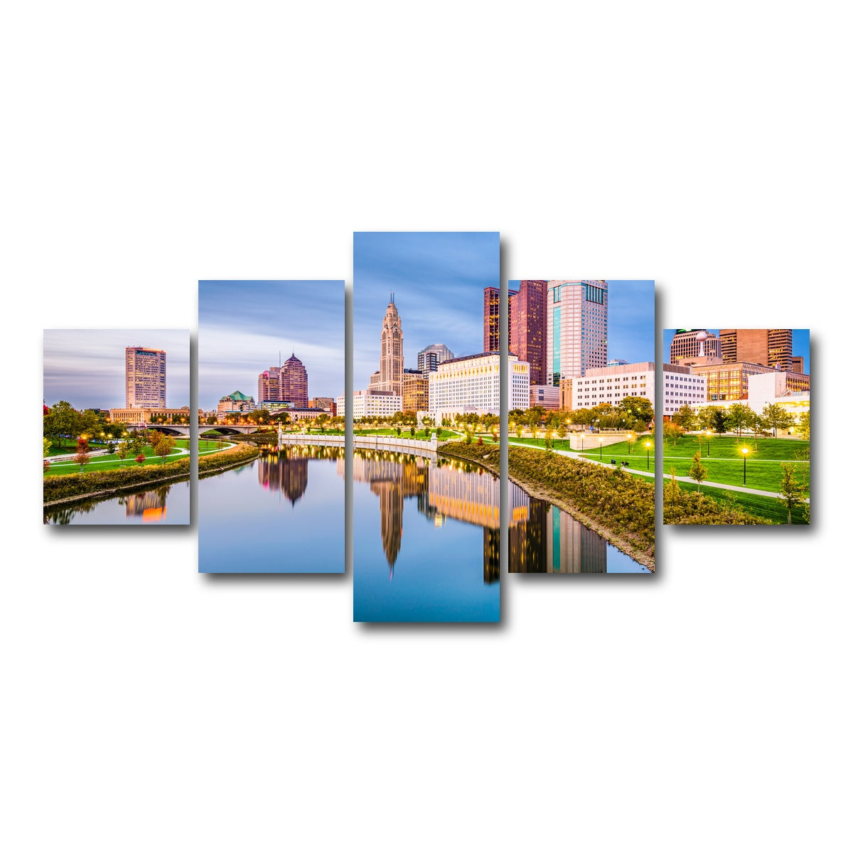 AUTO-MOCKUP WHITE | Columbus Ohio Skyline | 5 Piece | Gallery Wrap Canvas | group=5_short
