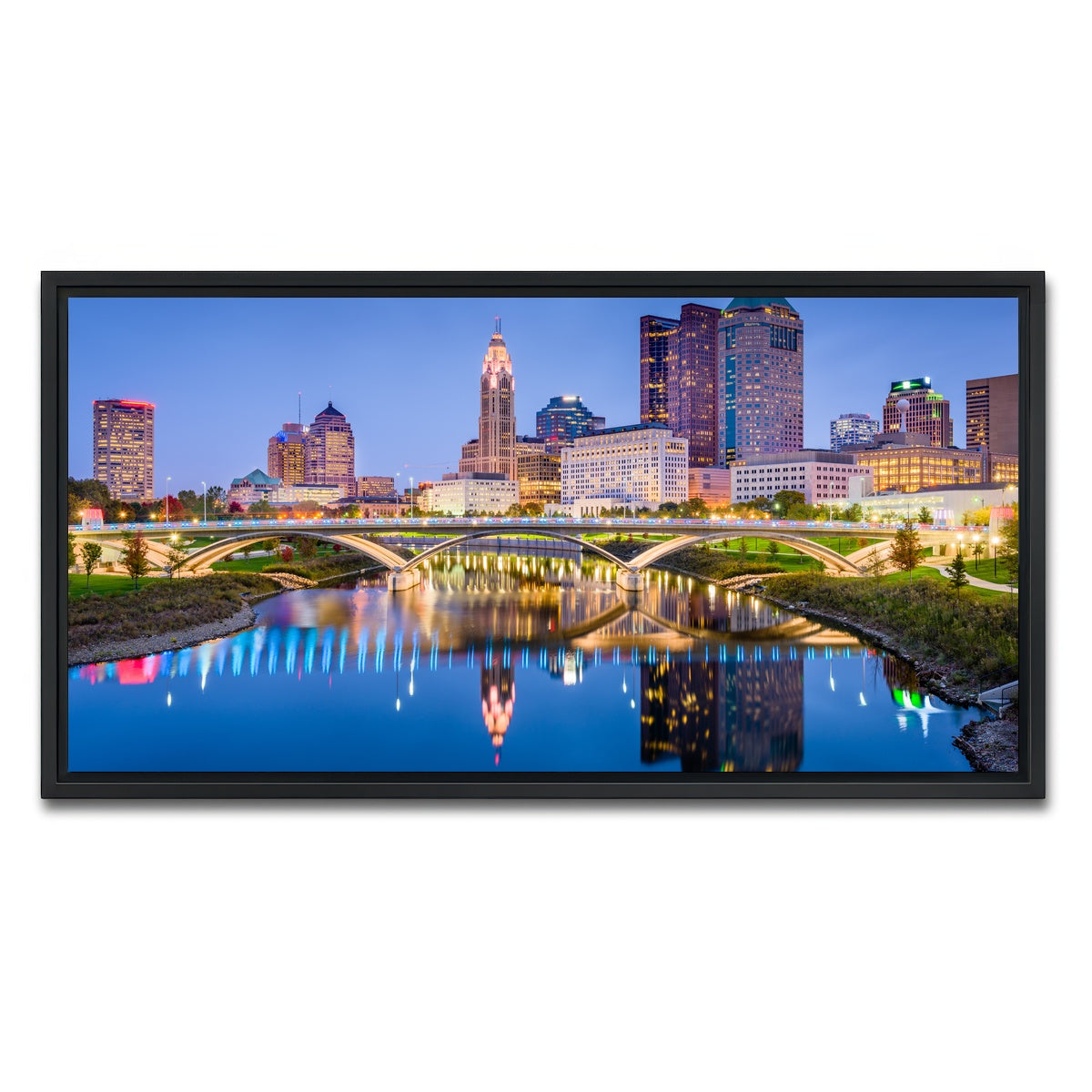 AUTO-MOCKUP WHITE | Columbus Skyline | 1 Piece | Black Framed Canvas | group=2x1