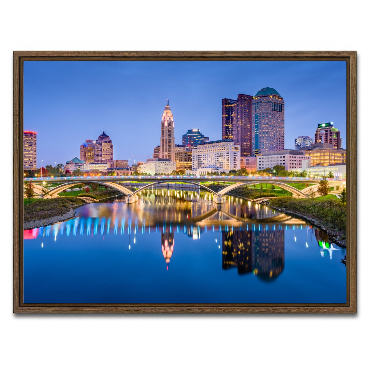 AUTO-MOCKUP WHITE | Columbus Skyline | 1 Piece | Walnut Framed Canvas | group=4x3