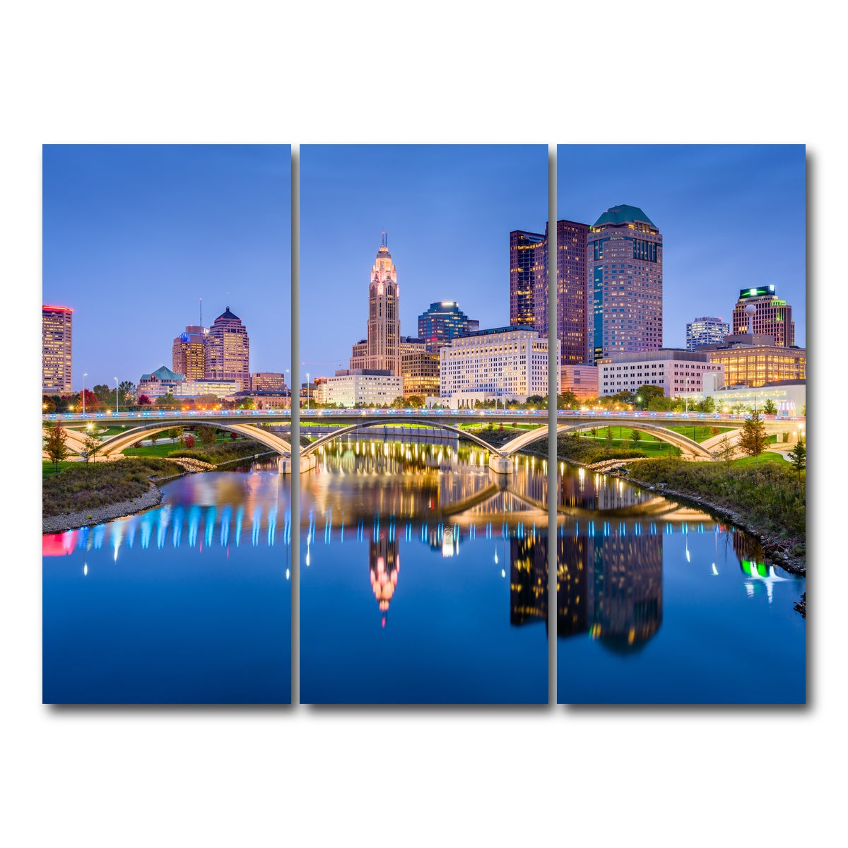 AUTO-MOCKUP WHITE | Columbus Skyline | 3 Piece | Gallery Wrap Canvas | group=8x18