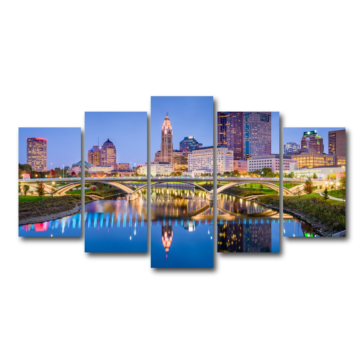 AUTO-MOCKUP WHITE | Columbus Skyline | 5 Piece | Gallery Wrap Canvas | group=5_normal
