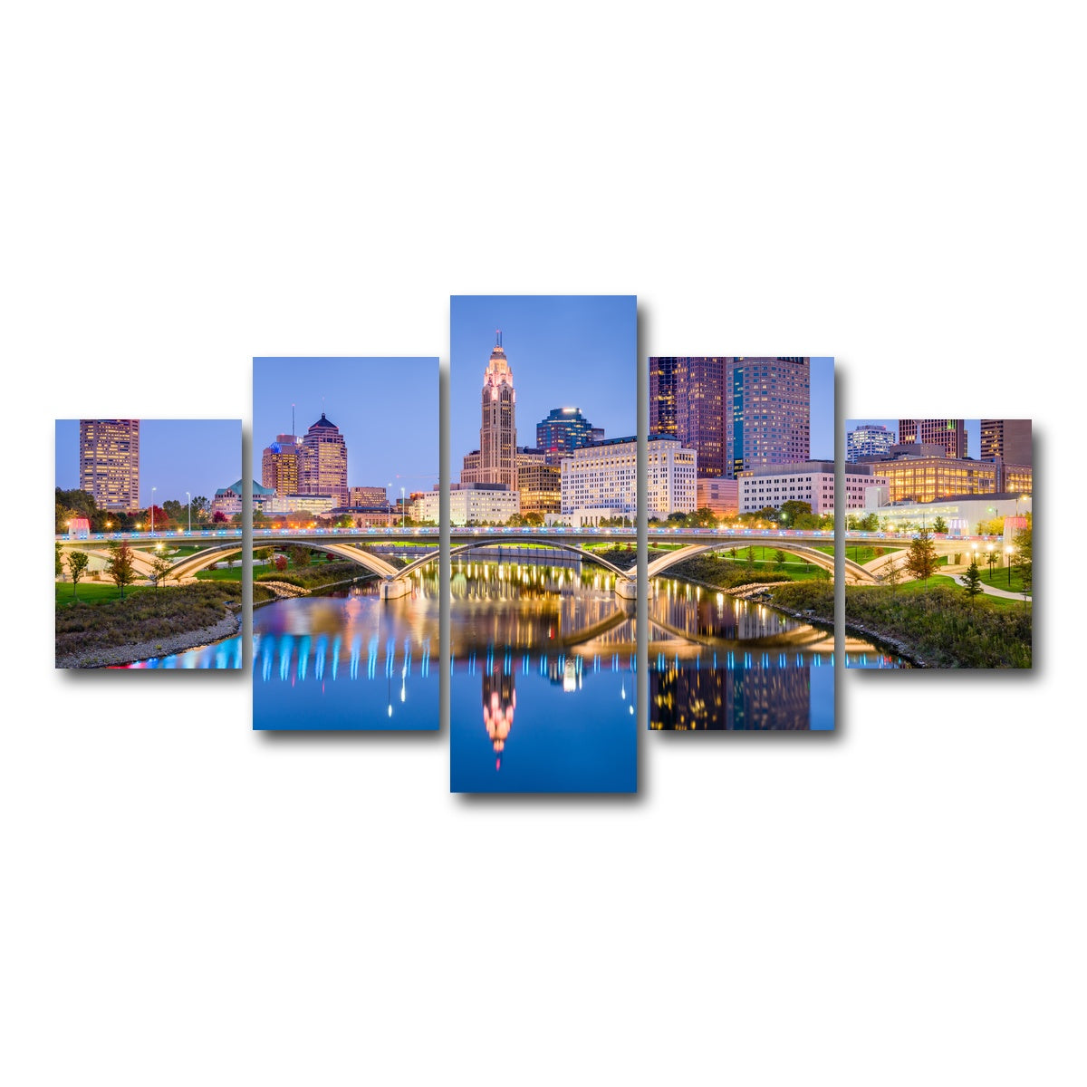 AUTO-MOCKUP WHITE | Columbus Skyline | 5 Piece | Gallery Wrap Canvas | group=5_short