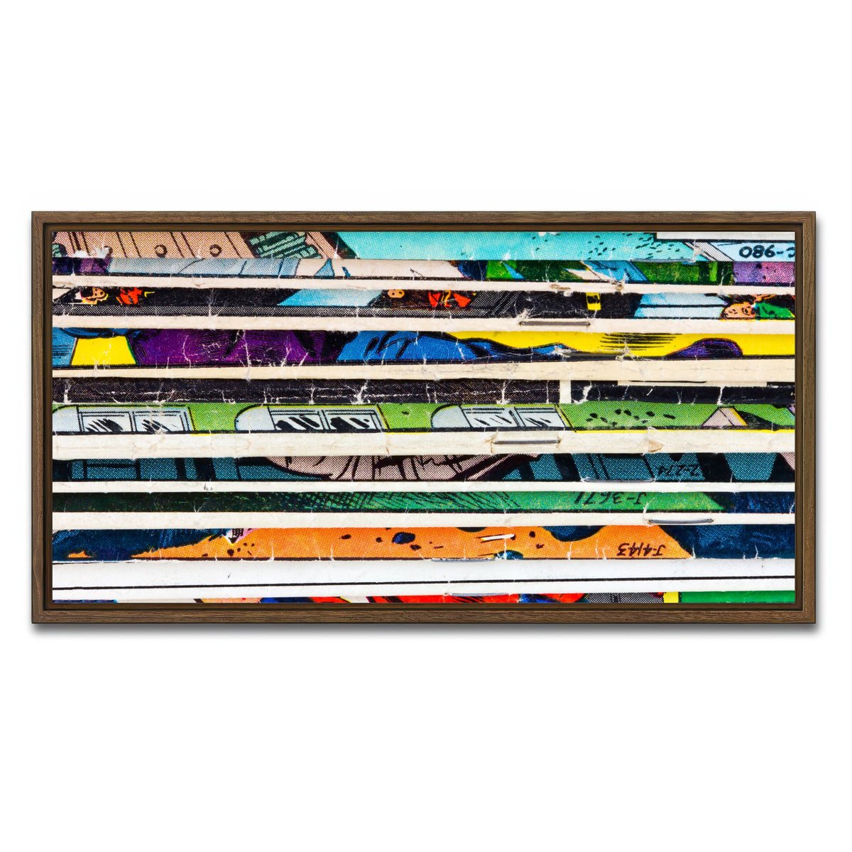 AUTO-MOCKUP WHITE | Comic Book Stack | 1 Piece | Walnut Framed Canvas | group=2x1