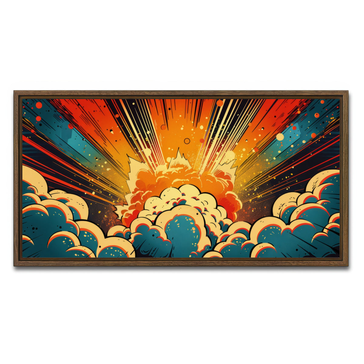 AUTO-MOCKUP WHITE | Comic book explosion | 1 Piece | Walnut Framed Canvas | group=2x1