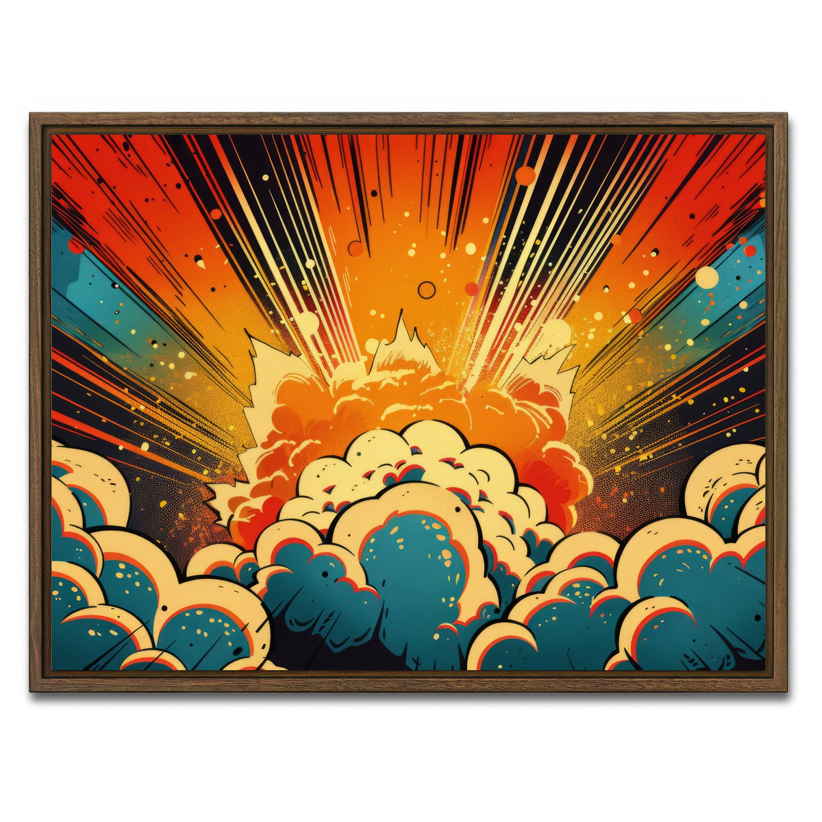 AUTO-MOCKUP WHITE | Comic book explosion | 1 Piece | Walnut Framed Canvas | group=4x3