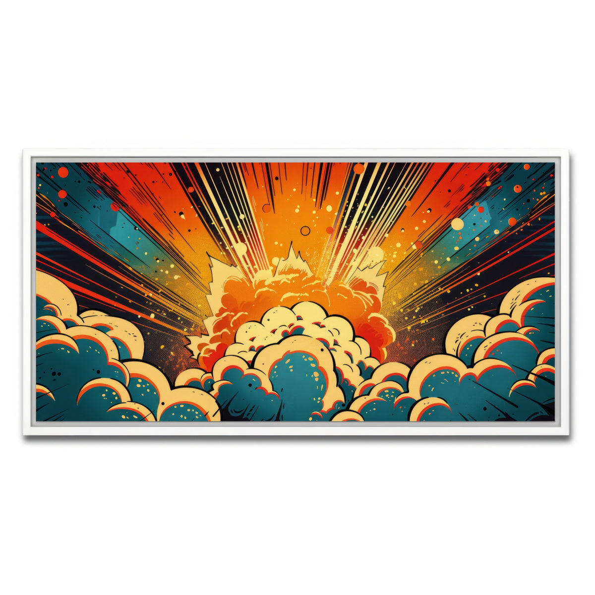 AUTO-MOCKUP WHITE | Comic book explosion | 1 Piece | White Framed Canvas | group=2x1