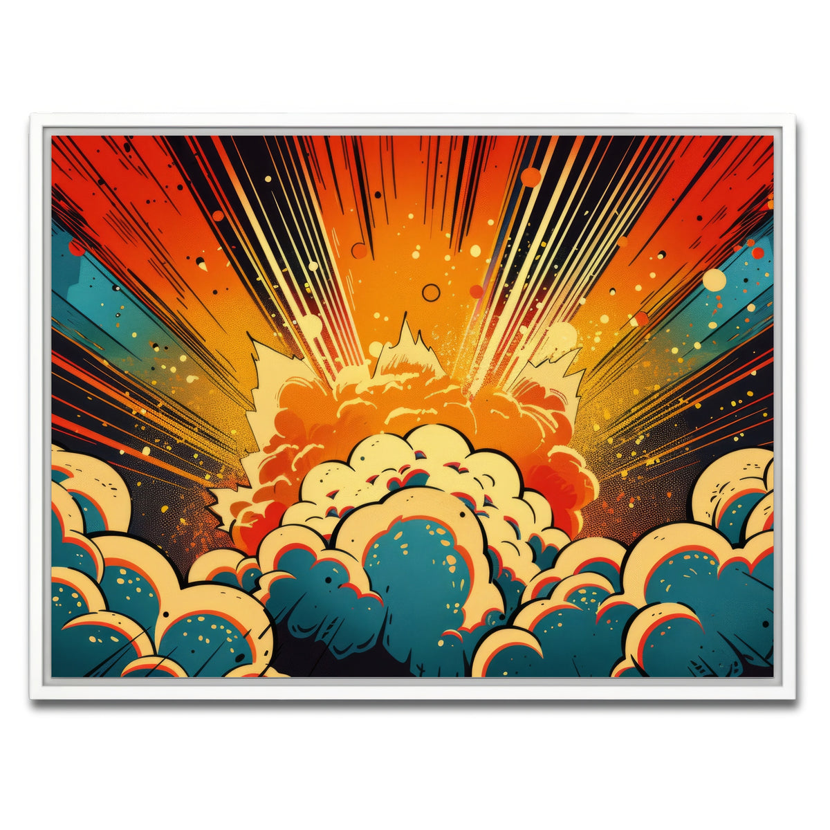 AUTO-MOCKUP WHITE | Comic book explosion | 1 Piece | White Framed Canvas | group=4x3