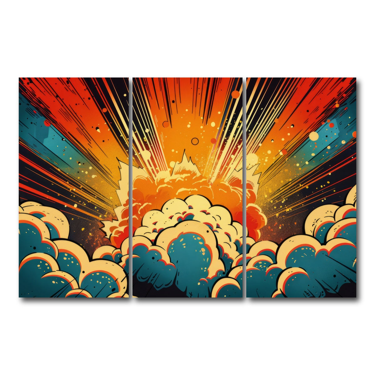 AUTO-MOCKUP WHITE | Comic book explosion | 3 Piece | Gallery Wrap Canvas | group=12x24