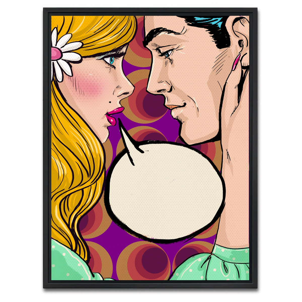 AUTO-MOCKUP WHITE | Comic first kiss | 1 Piece | Black Framed Canvas | group=3x4
