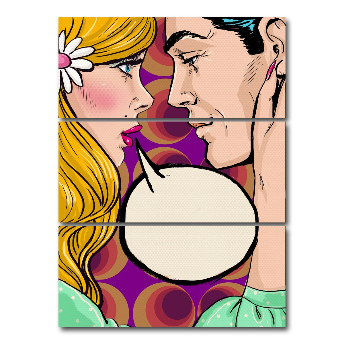 AUTO-MOCKUP WHITE | Comic first kiss | 3 Piece | Gallery Wrap Canvas | group=8x18_stacked