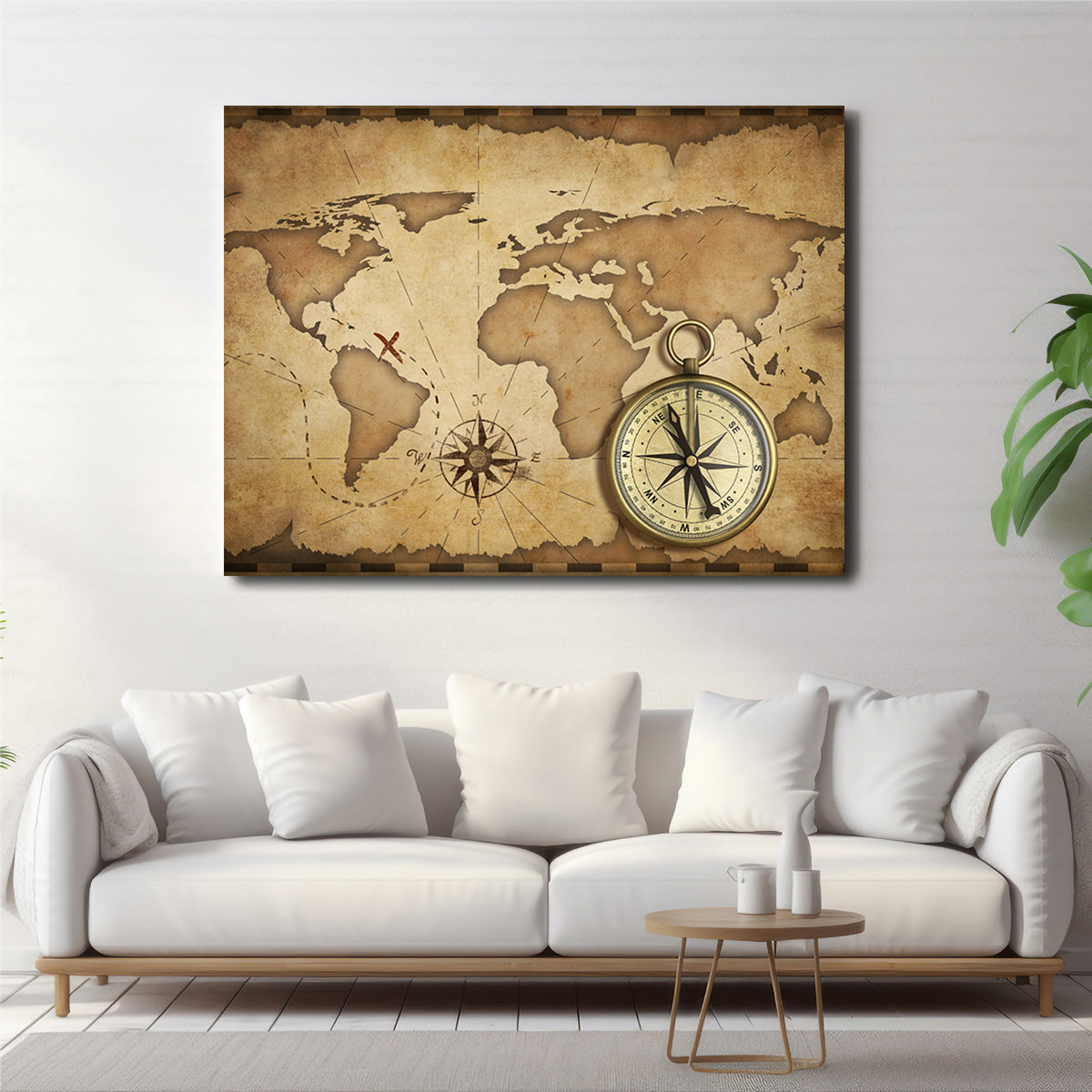 Compass and Map Wall Art