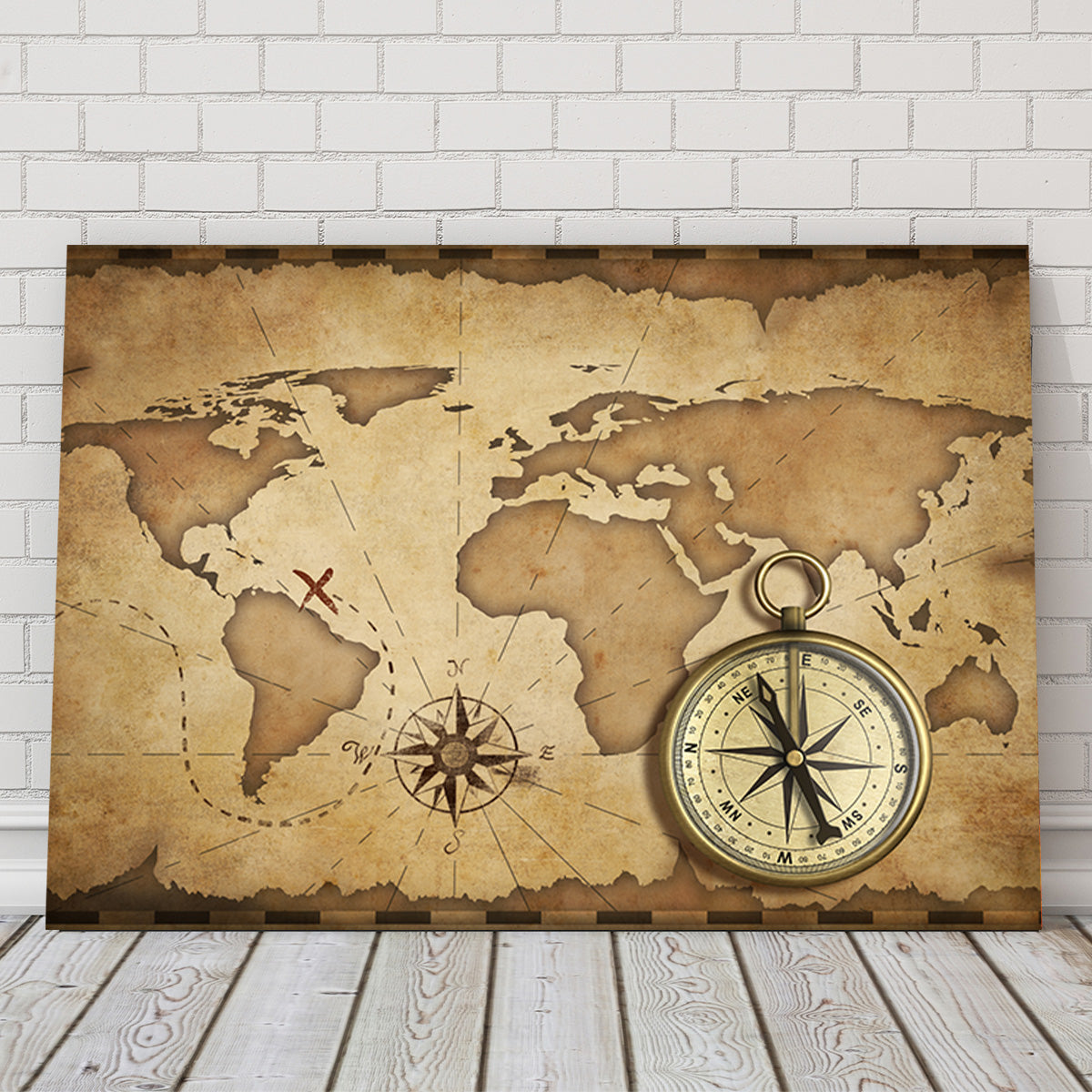 Compass and Map Wall Art