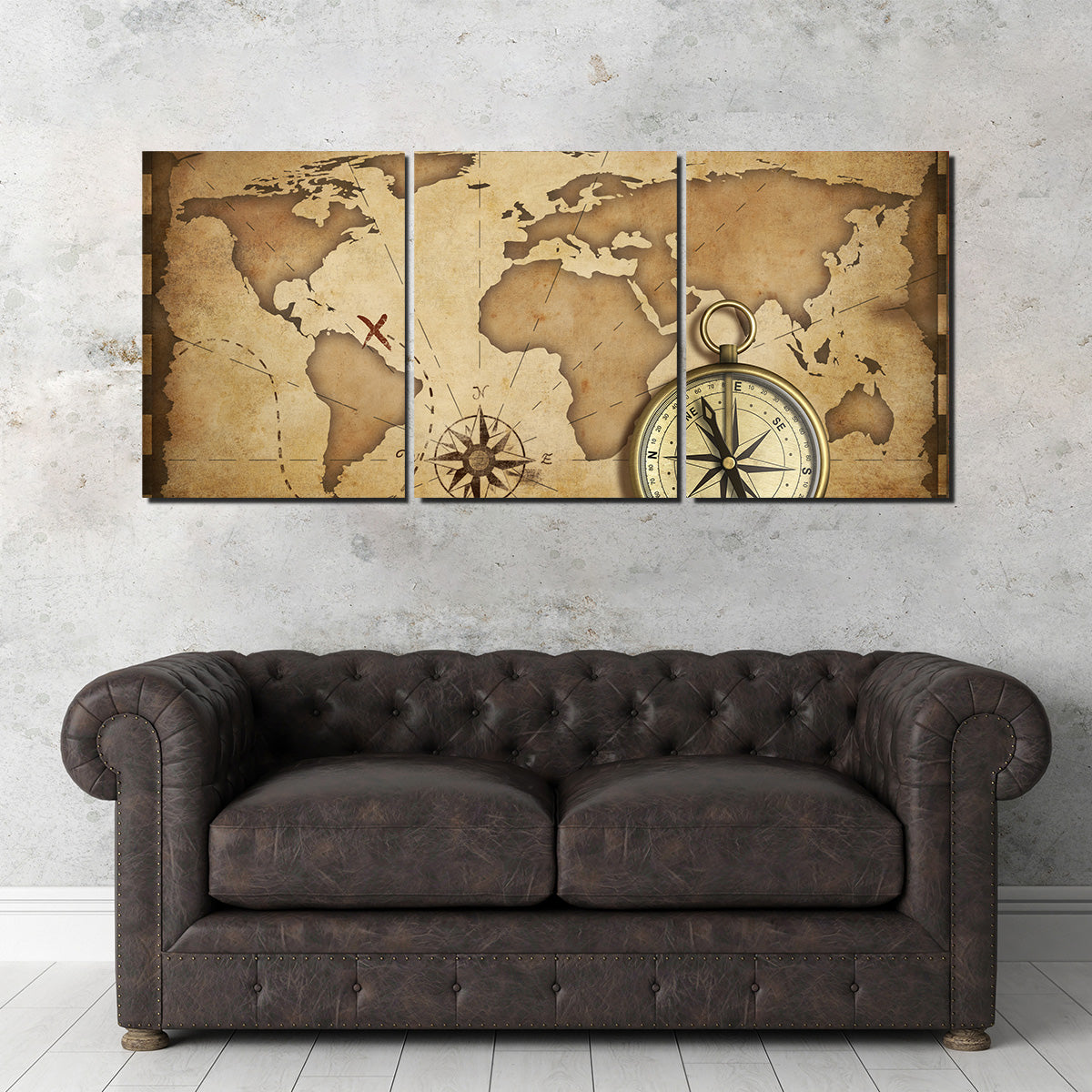 Compass and Map Wall Art