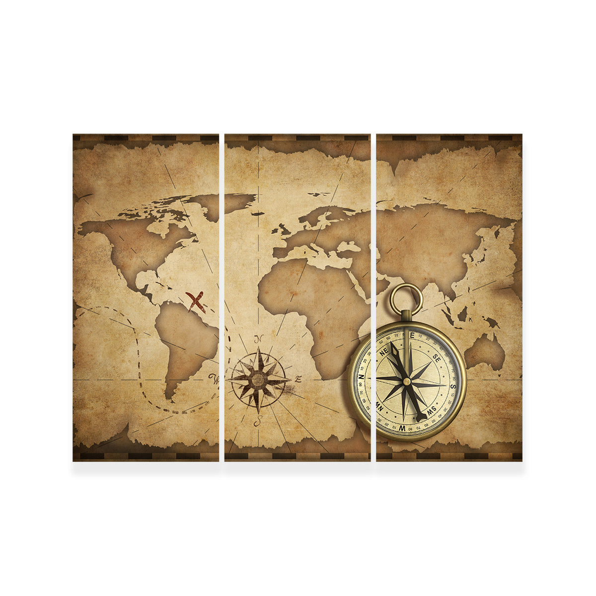 Compass and Map Wall Art