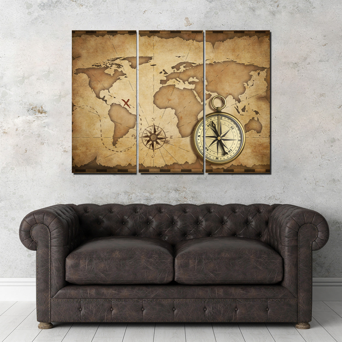 Compass and Map Wall Art