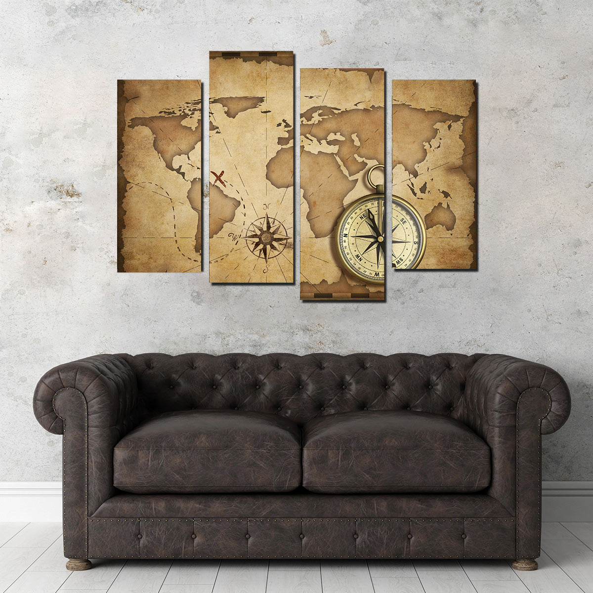 Compass and Map Wall Art