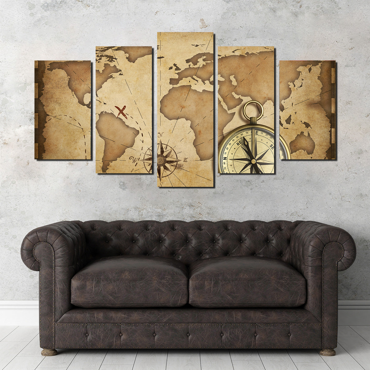 Compass and Map Wall Art