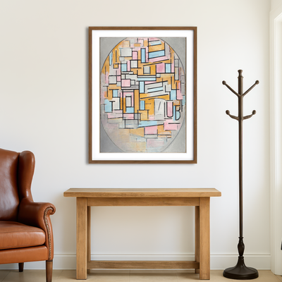 AUTO-MOCKUP ROOM | Compositie in ovaal met kleurvlakken Wall Art