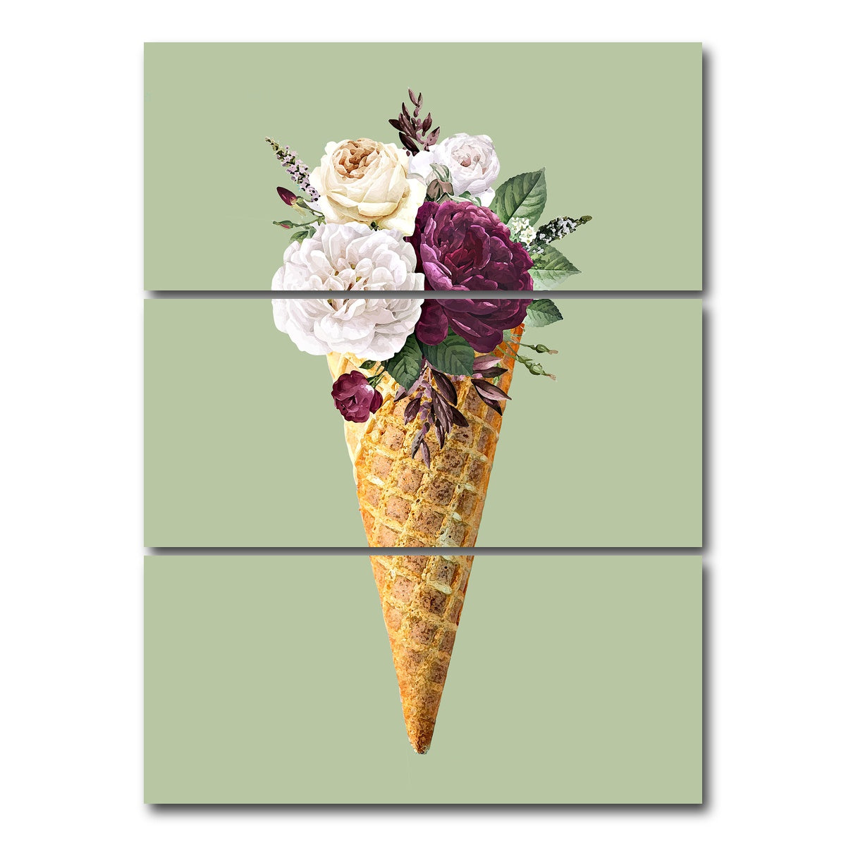 AUTO-MOCKUP WHITE | Cone flower canvas art | 3 Piece | Gallery Wrap Canvas | group=8x18_stacked