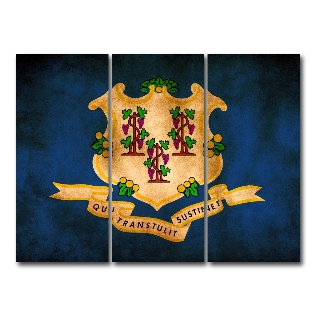 AUTO-MOCKUP WHITE | Connecticut State Flag | 3 Piece | Gallery Wrap Canvas | group=8x18