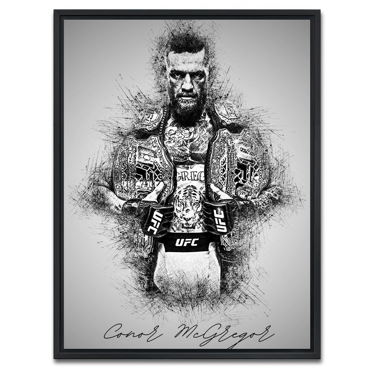 AUTO-MOCKUP WHITE | Conor McGregor | 1 Piece | Black Framed Canvas | group=3x4