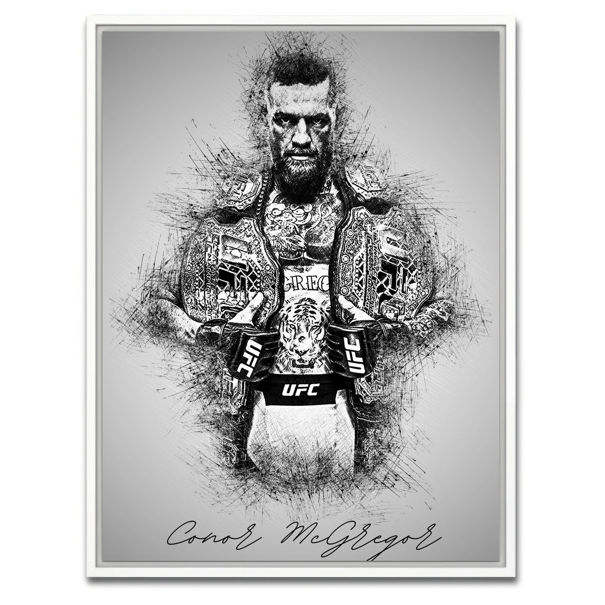 AUTO-MOCKUP WHITE | Conor McGregor | 1 Piece | White Framed Canvas | group=3x4