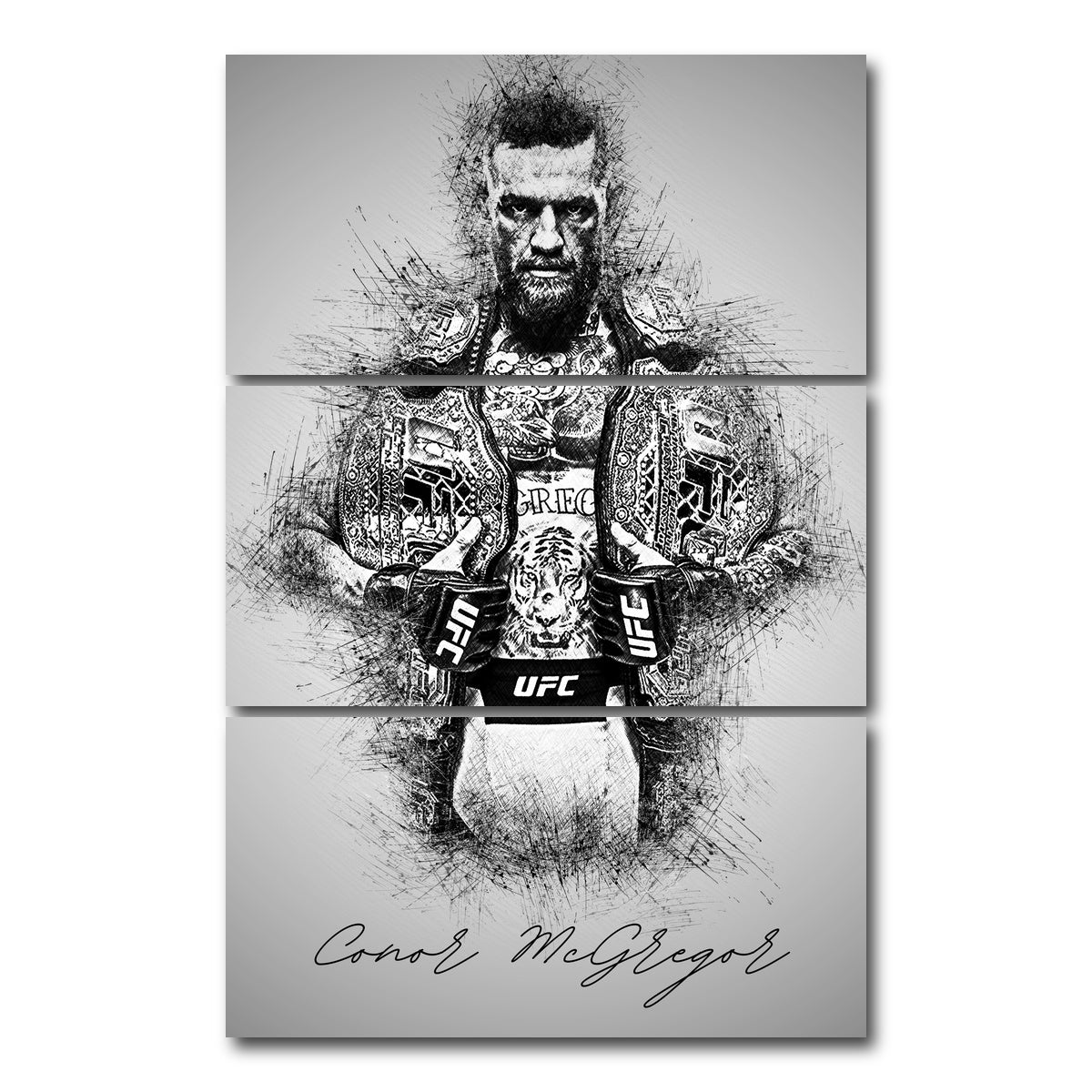 AUTO-MOCKUP WHITE | Conor McGregor | 3 Piece | Gallery Wrap Canvas | group=12x24_stacked