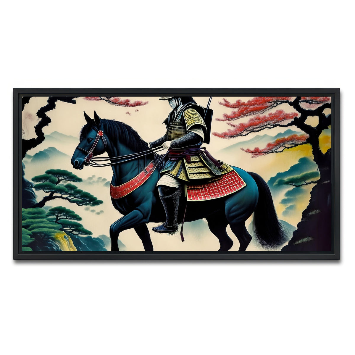 AUTO-MOCKUP WHITE | Contemporary Samurai Art | 1 Piece | Black Framed Canvas | group=2x1