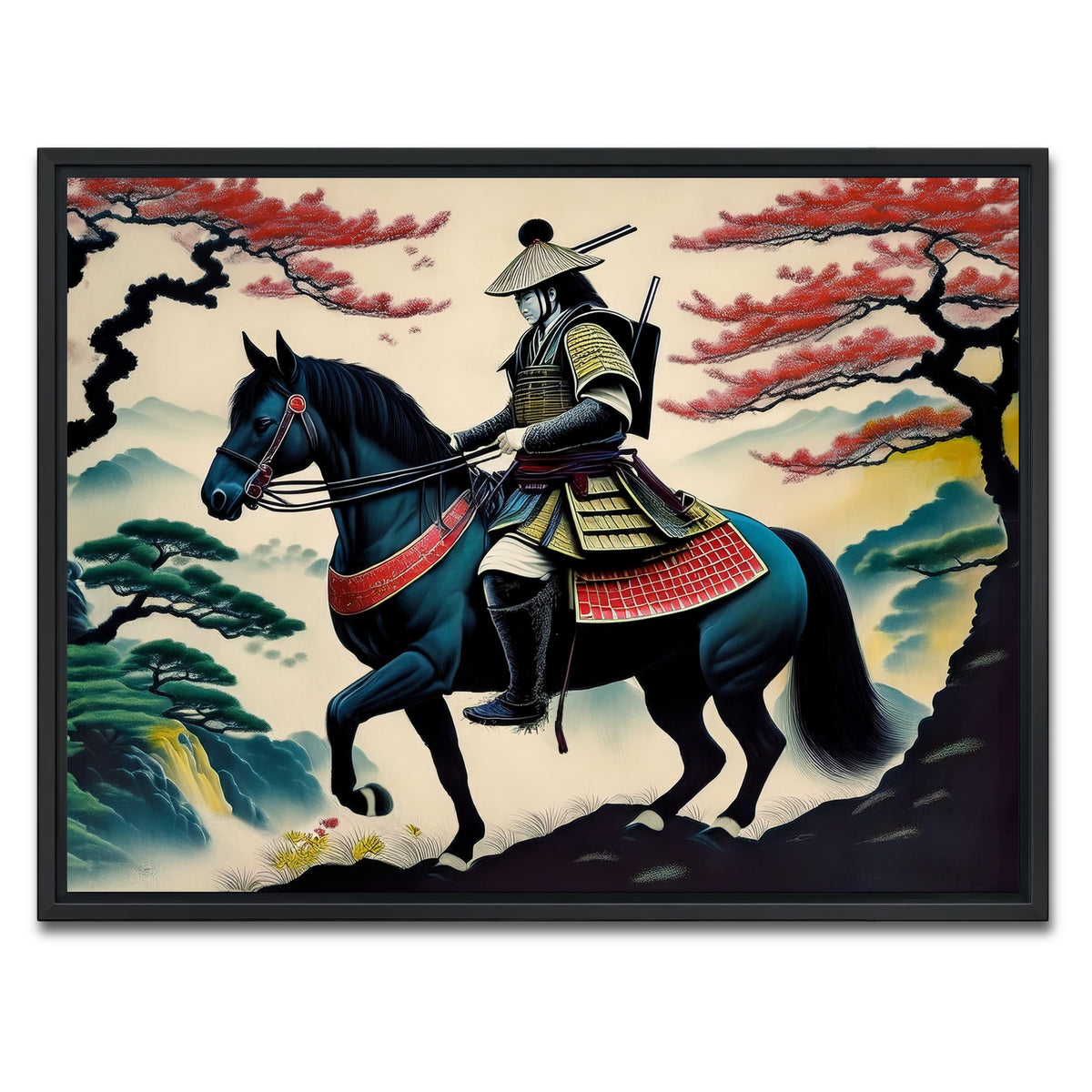 AUTO-MOCKUP WHITE | Contemporary Samurai Art | 1 Piece | Black Framed Canvas | group=4x3