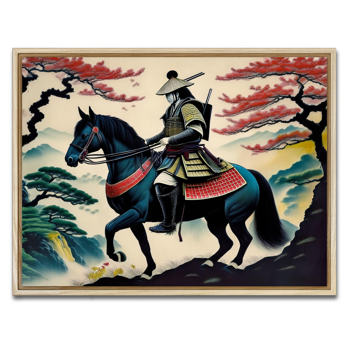 AUTO-MOCKUP WHITE | Contemporary Samurai Art | 1 Piece | Natural Framed Canvas | group=4x3