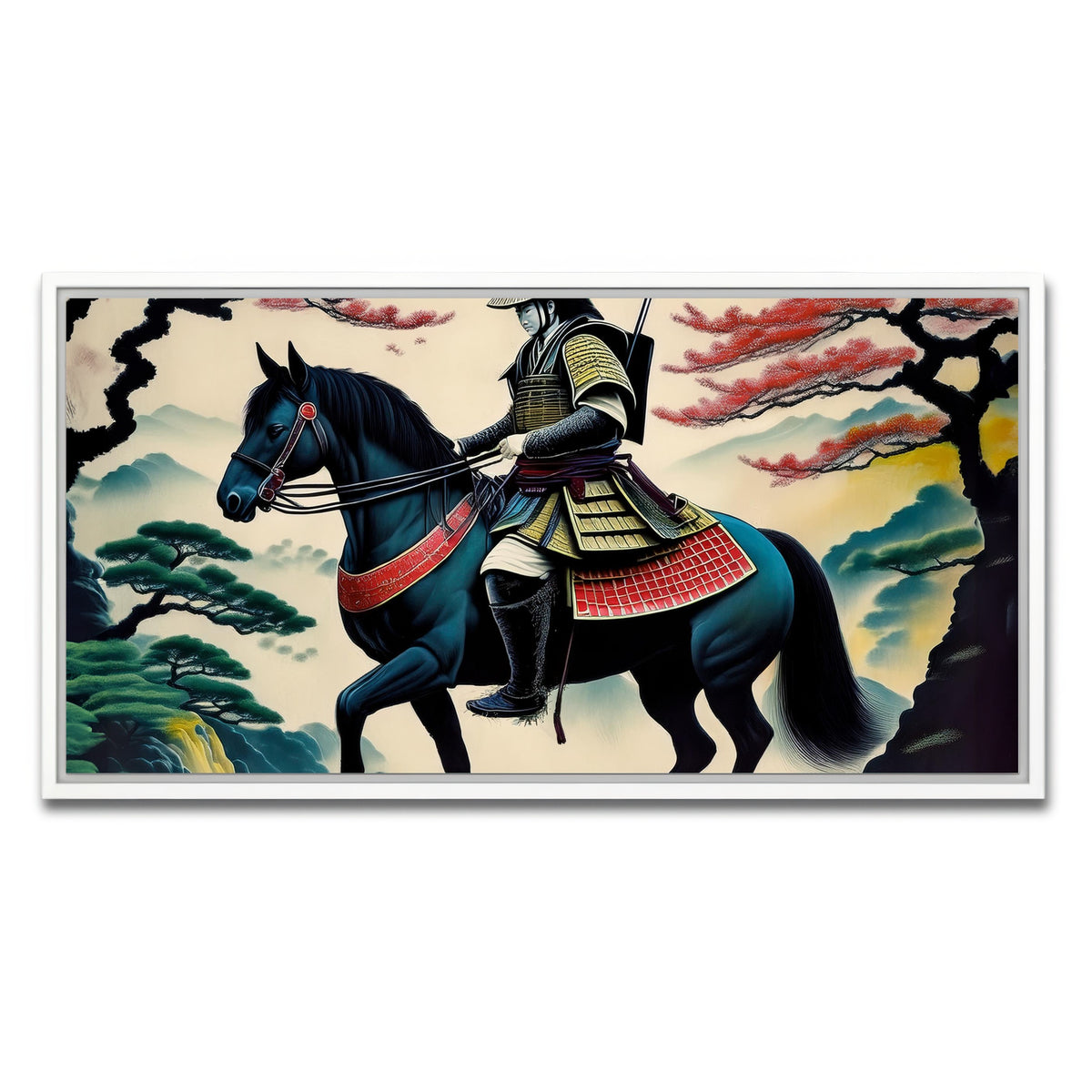 AUTO-MOCKUP WHITE | Contemporary Samurai Art | 1 Piece | White Framed Canvas | group=2x1