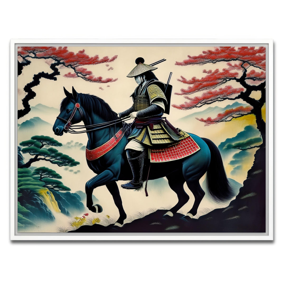 AUTO-MOCKUP WHITE | Contemporary Samurai Art | 1 Piece | White Framed Canvas | group=4x3